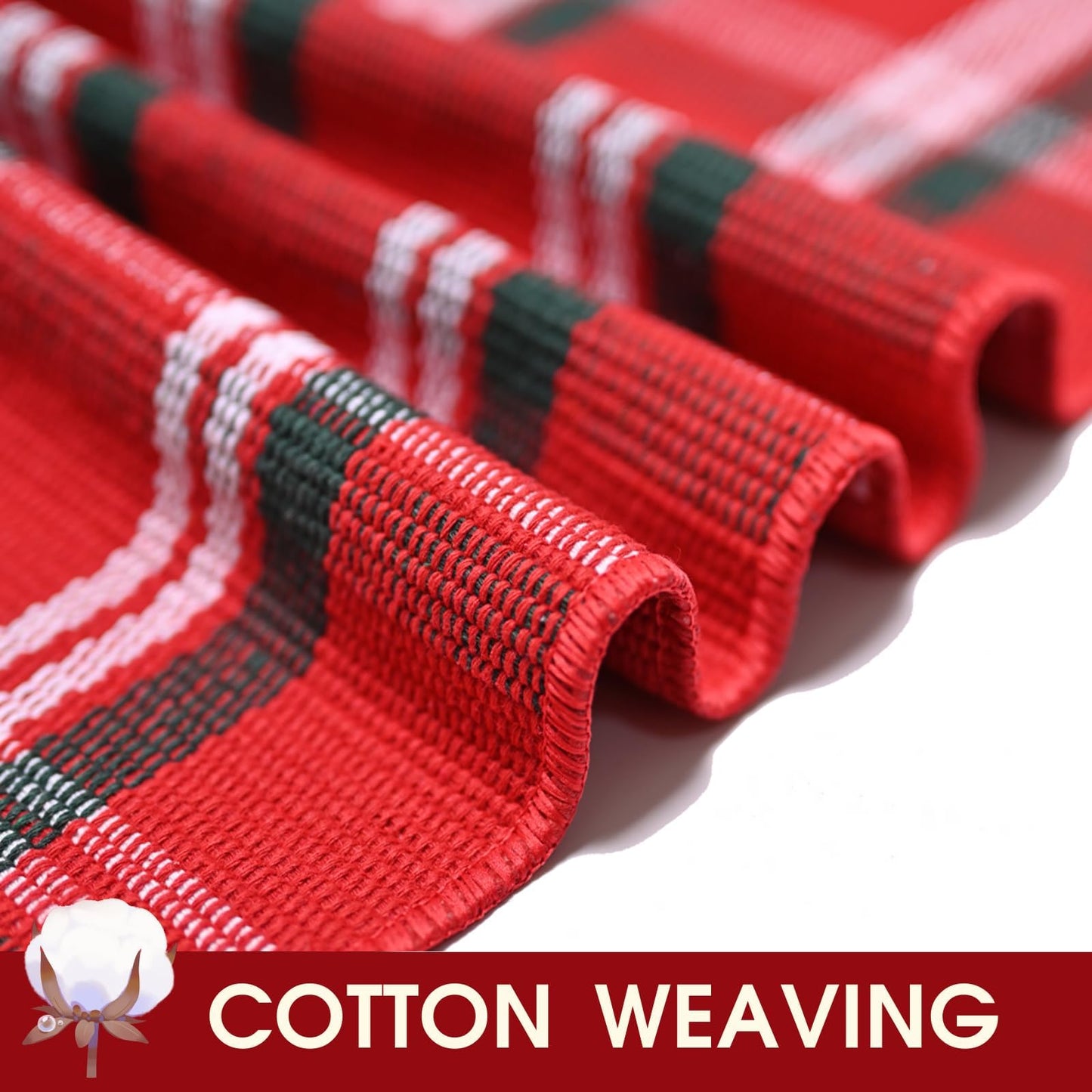 Christmas Red Green White Plaid Rug 8x10 ft, Extra Large Cotton Hand-Woven Buffalo Check Area Rug for Living Room, Bedroom, Patio, Christmas Holiday Farmhouse Decor, Washable Outdoor Indoor Carpet