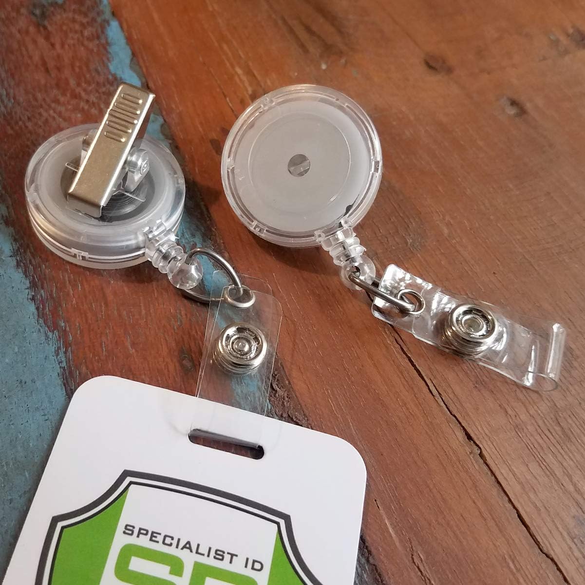 Bulk 100 Pack - Premium Clear Retractable Badge Reels with Alligator Swivel Clip on Back by Specialist ID (Translucent Clear)