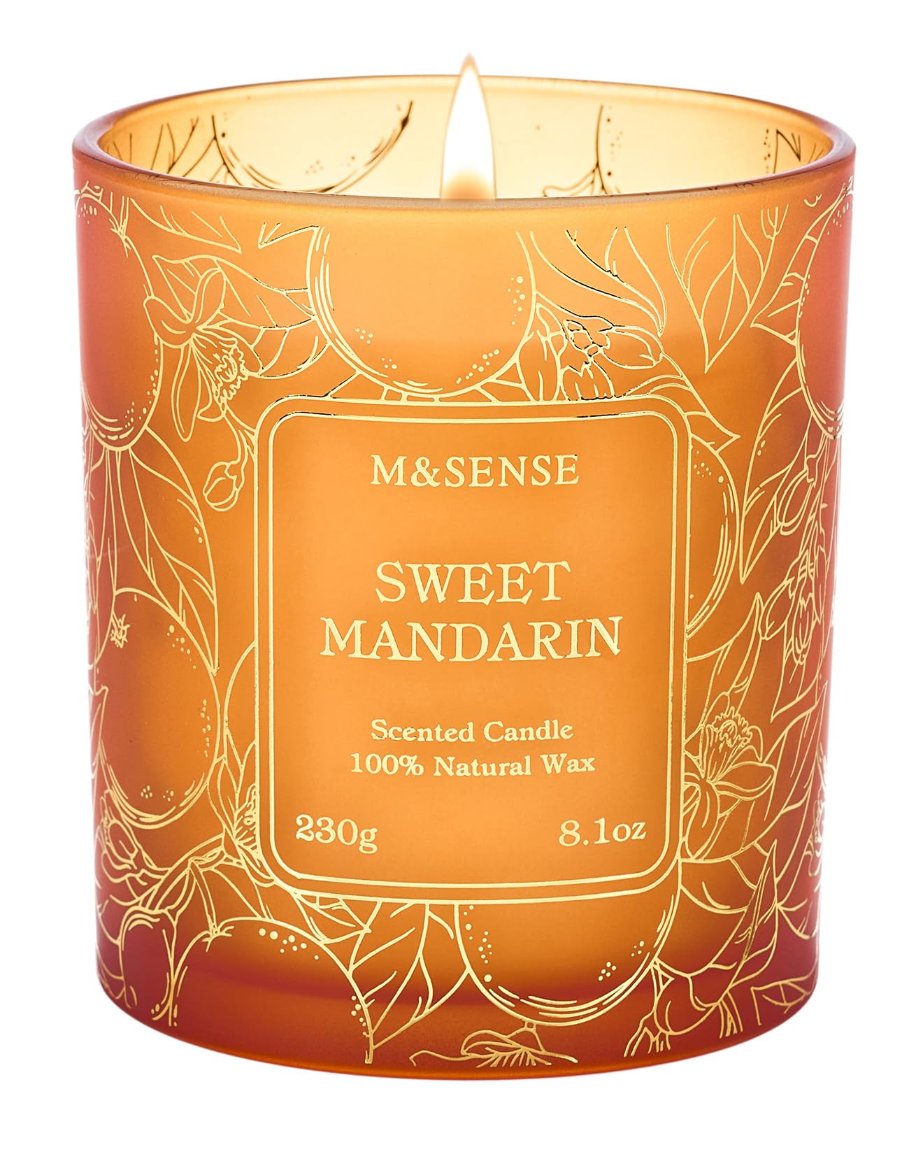 M&SENSE Sweet Mandarin Soy Candle, No Toxin Refreshing Fragrance, 8.1oz 42-Hour Long Burning, Bright Refreshing Citrus, Summer Housewarming Gift