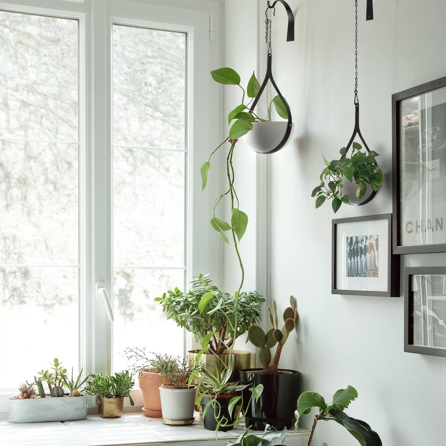 Hajia Waterdrop Shaped Hanging Planter, Metal Plant Hanger with Non-Detachable Pot, Hanging Plant Holder for Wall and Ceiling Decor.(No Plants and Drainage Holes) (Black, Medium 1 Pack)
