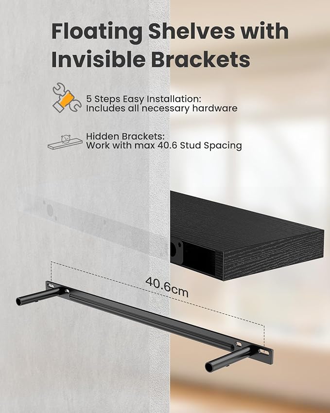 AMADA HOMEFURNISHING Floating Shelves Wall Mounted, 24 x 7 Inch Wall Shelves