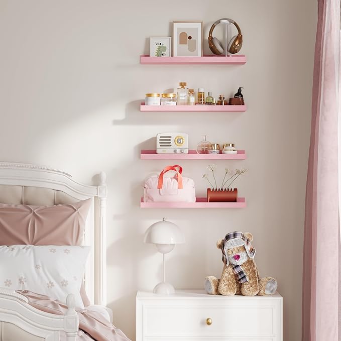 upsimples Pink Shelves for Wall, Living Room, Game Room, 6 Pack Wall Mounted