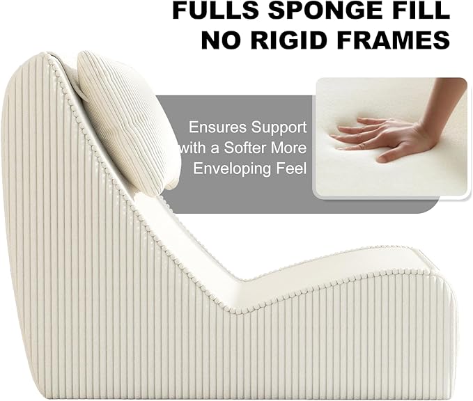 Giant Bean Bag Chair for Adults, Corduroy Chaise Lounge