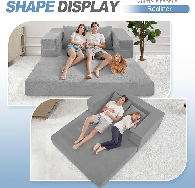 Futon Sofa Bed with Pillow, 3-in-1 Sleeper Sofa Bed with Removable Cover