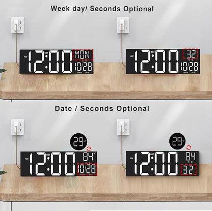 JALL 30" Extra Large Digital Wall Clock, Giant LED Wall Clock with Remote Control, Digital Clock with Jumbo Numbers for Living Room, Gym, Warehouse, Office, Home Decor, Plug-in, White