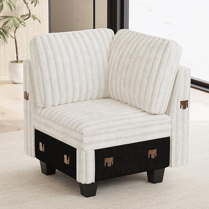 Belffin Corduroy Corner Seat for Modular Sofa Sectional Couches for Living Room