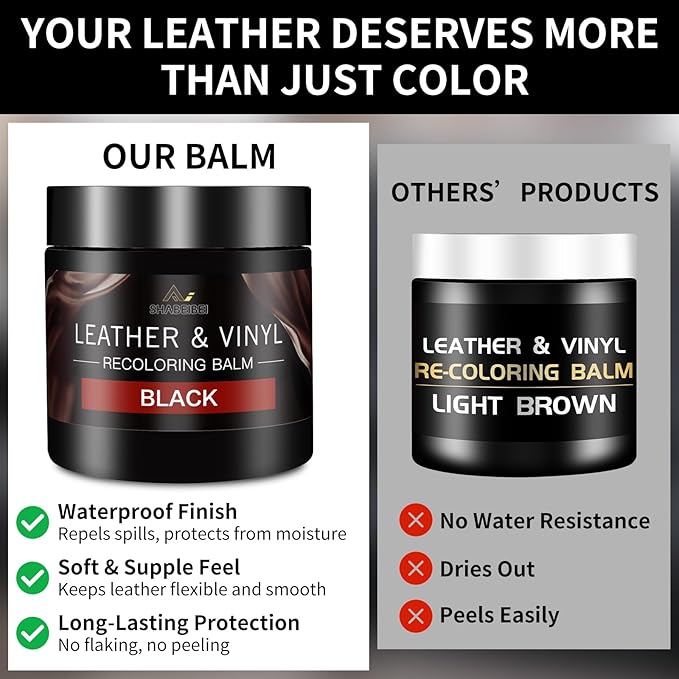 Leather Recoloring Balm with 100ml Mink Oil, Car Seats, Dye & Restorer