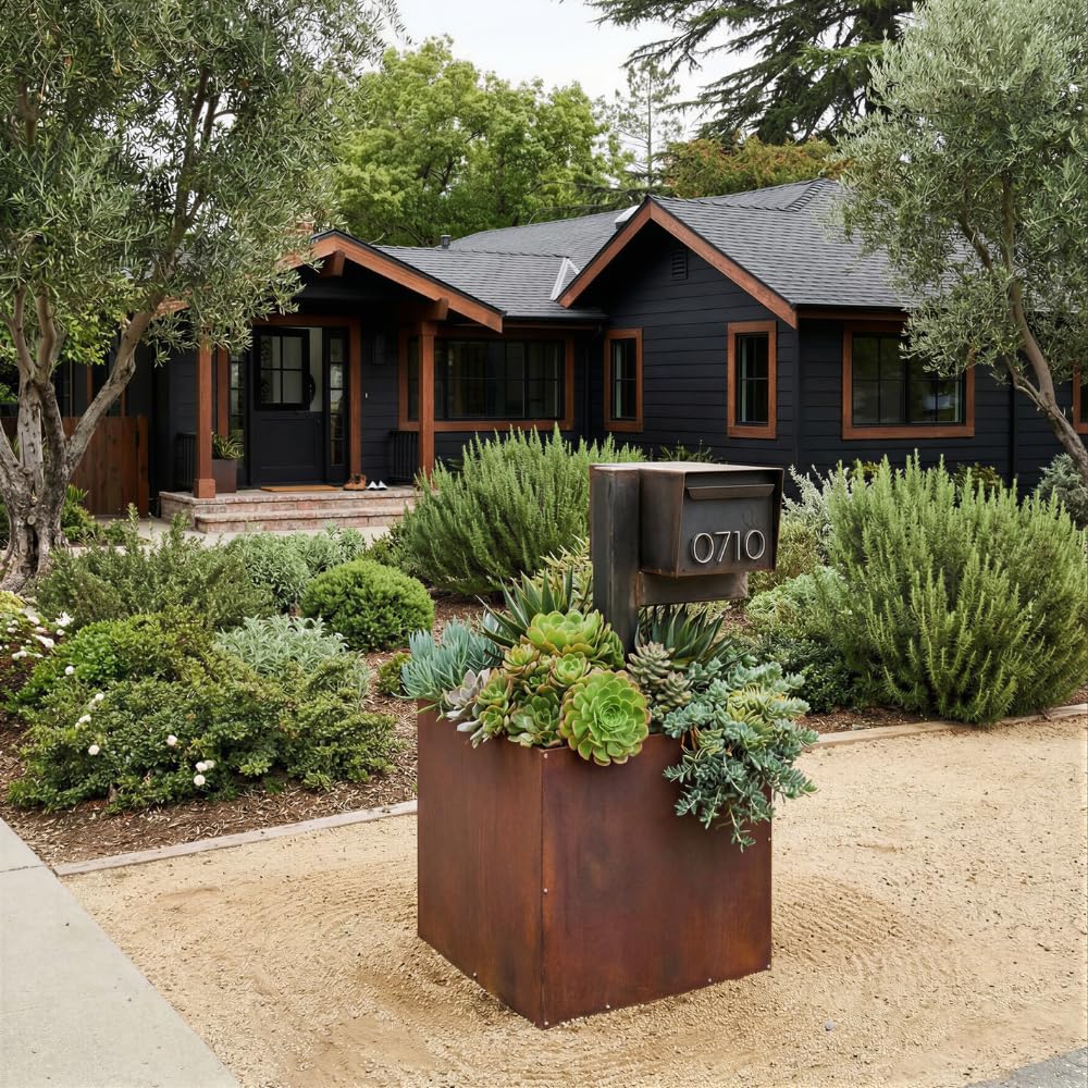 DIY CARTEL Corten Steel Cube Outdoor Planter Box, Rustic & Modern Farmhouse Design, Large Raised Metal Garden Bed for Commercial & Residential Use