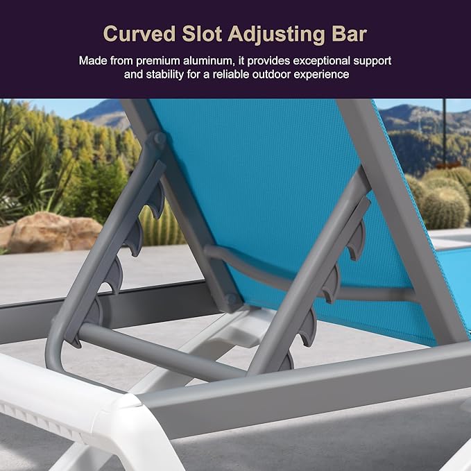 PURPLE LEAF Patio Chaise Lounge Chair Outside Aluminum Plastic Stackable