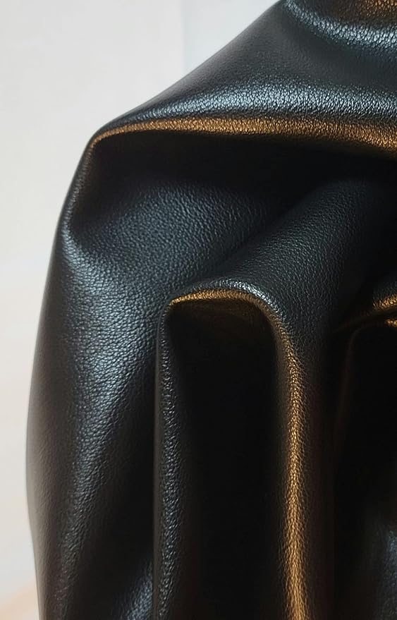 NAT Leathers | Black Soft Faux Vegan PU Leather by The Yard 25 Yard roll