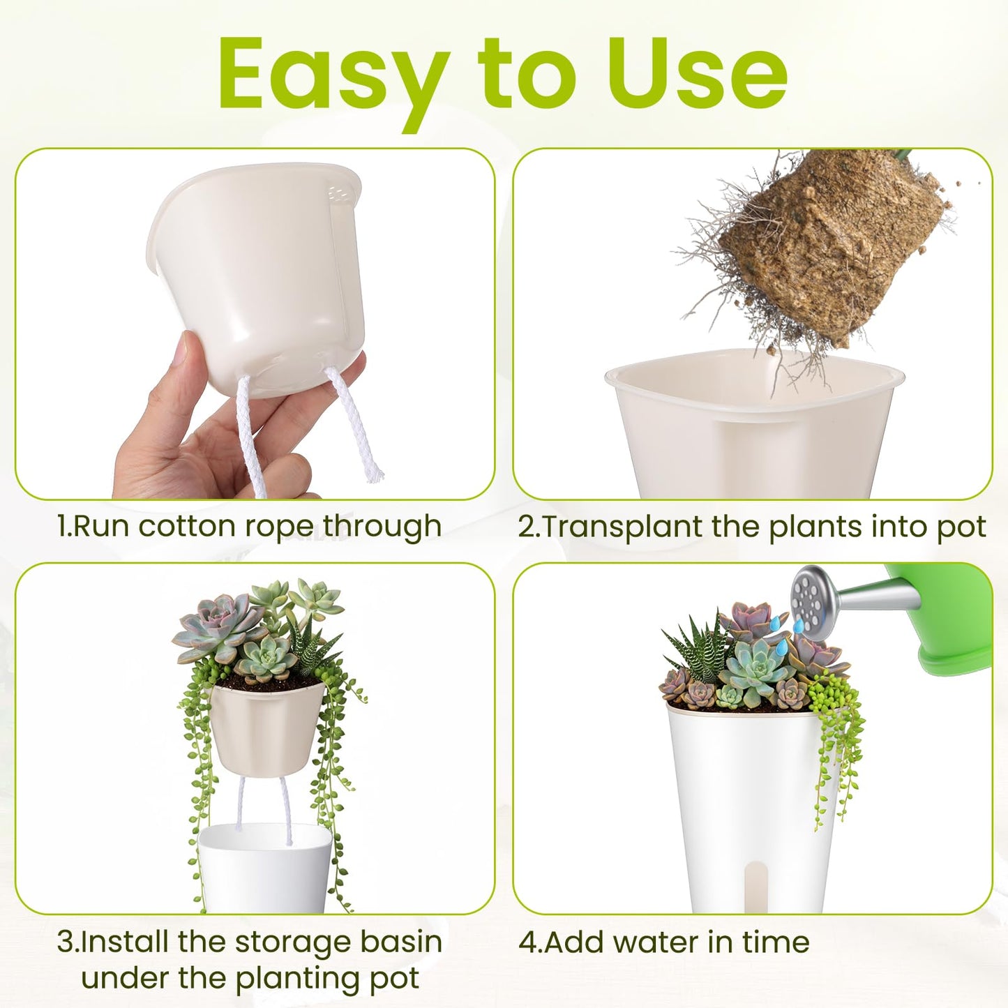 Xaajooio 20 Pcs 3 Inch Self Watering Planters with Water Level Indicator and Vent Holes, Indoor Garden Pots for Succulents African Violets
