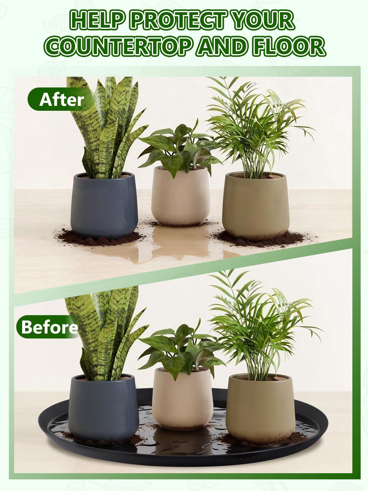 Kalolary 25 Inch Plant Saucer for Potted Plant Silicone Plant Trays Plant Saucer Growing Tray Heavy Sturdy Silicone Plant Drainage Saucers Plant Drip Trays for Pots Seed Starter Growing Trays