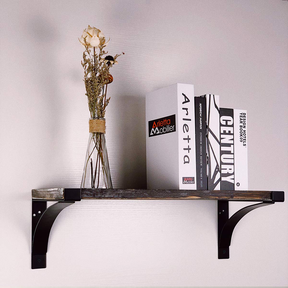 Heavy Duty Shelf Brackets, 8 Inch 6-Pack Exquisite Shelf Brackets, Strong Support Mental L Brackets Heavy Duty Floating Shelf Brackets, Black