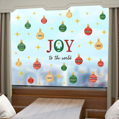 TOARTi Joy to The World Wall Decal Christmas Ball Window Cling Merry Christmas Light Ball Wall Stickers Xmas Christmas Bible Quotes Stickers Nativity Scene Decals Xmas Holiday Party Supplies