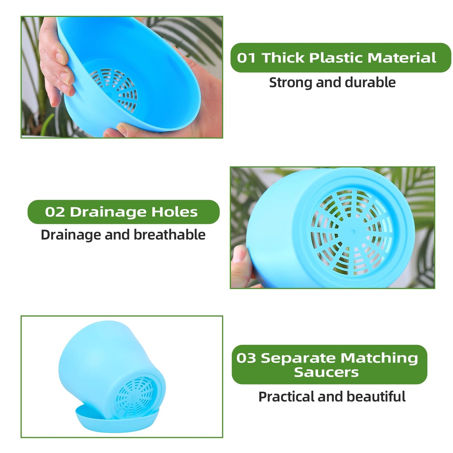 SeewtLice 100 Pcs 3.3 Inch Plastic Flower Plant Pots with Drainage Holes & Saucers for Indoor Outdoor Garden Planting, Nursery Pots for Succulents, Herbs, Seeds, African Violets, Cactus