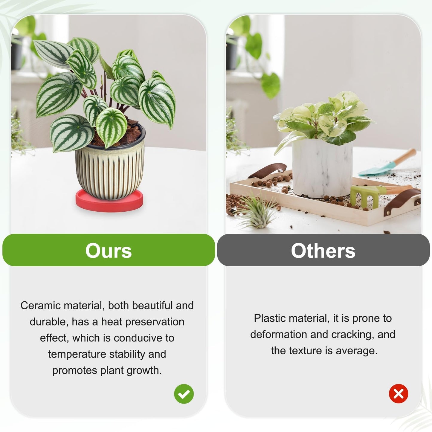 M METERXITY 2-Pack Ceramic Plant Saucers, 4.3 Inch ID Flower Pot Plant Saucers for Indoor/Outdoor, Round Flowerpot Drip Tray [4.7 Inch OD, Red]