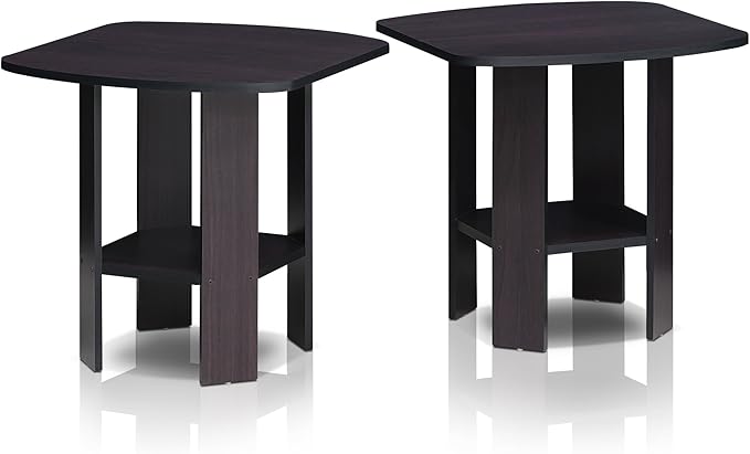 Furinno Simple Design Side Table Set of 2, 2-Tier Modern End Table