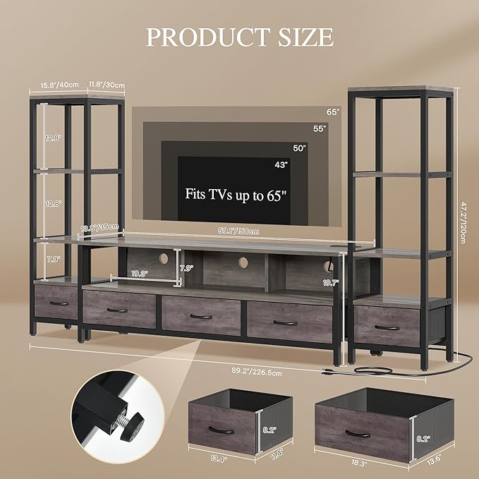 YITAHOME Modern TV Stands for 65 inch TVs, Entertainment Center