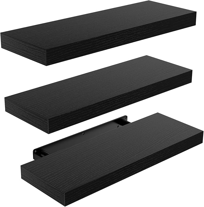 AMADA HOMEFURNISHING Floating Shelves Black, Wall Shelves