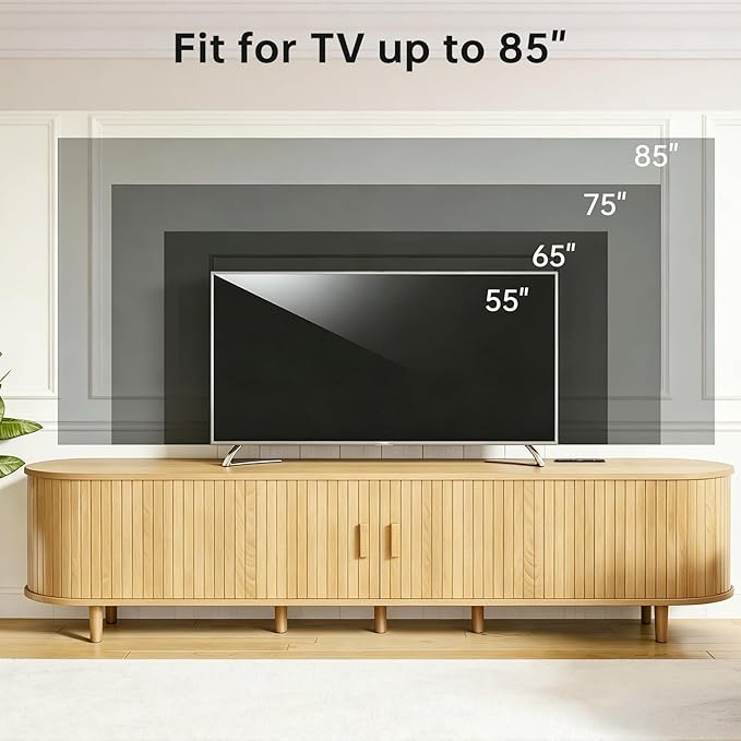 80" Mid Century Modern TV Stand, Wood TV Consoles
