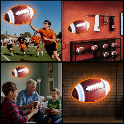 Football Neon Sign Football Shaped LED Light for Wall Decor Dimmable USB Powered Sign for Bedroom Man Cave Game Sports Room Football Gifts for Boys Fans