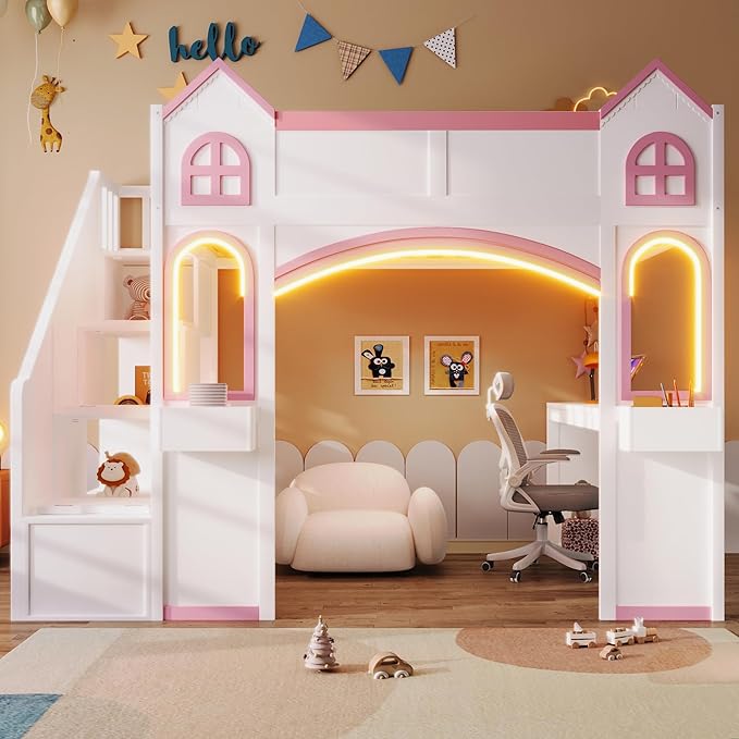 Princess-Themed Castle Loft Bed