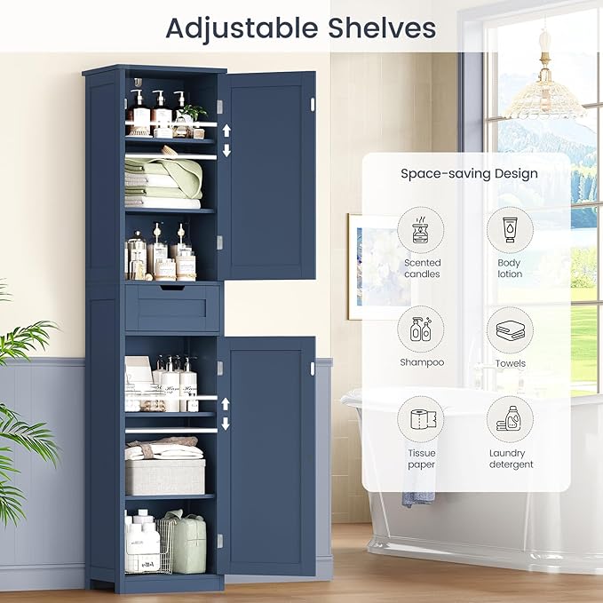 Iwell 67" Tall Bathroom Cabinet, Storage Cabinet