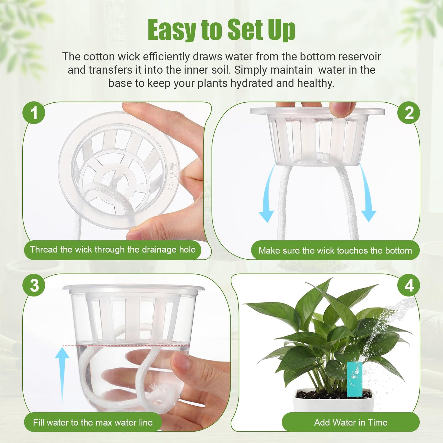 30 Packs 3.3" 4.5" Self Watering Plastic Clear Nursery Pots with Humidity Dome Seed Starter Cups Kits Hydroponic Basket Plant Labels Automatic Watering Planter for Propagation Planting Seedling