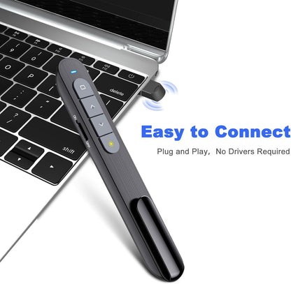 （2 Units） Wireless Presenter Remote Presentation Pointer Clicker with Hyperlink & Volume Control USB PowerPoint Slide Advancer for Mac Laptop PC Computer Keynote