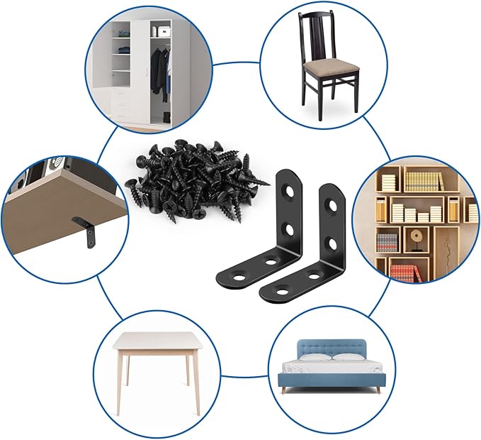 16 Pcs L Bracket Stainless Steel Corner Brace Sets, 90 Degree Right Angle