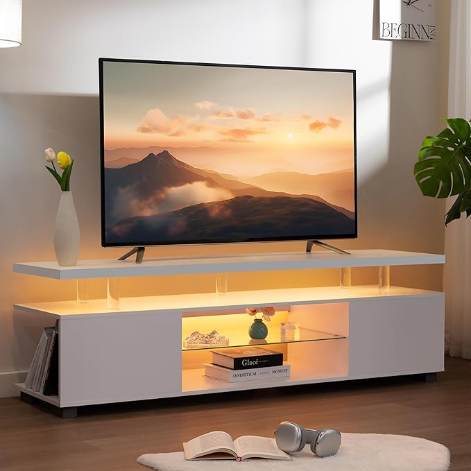 Cubehom TV Stand for 75+ inch TV, LED TV Stands for Living Room, Long