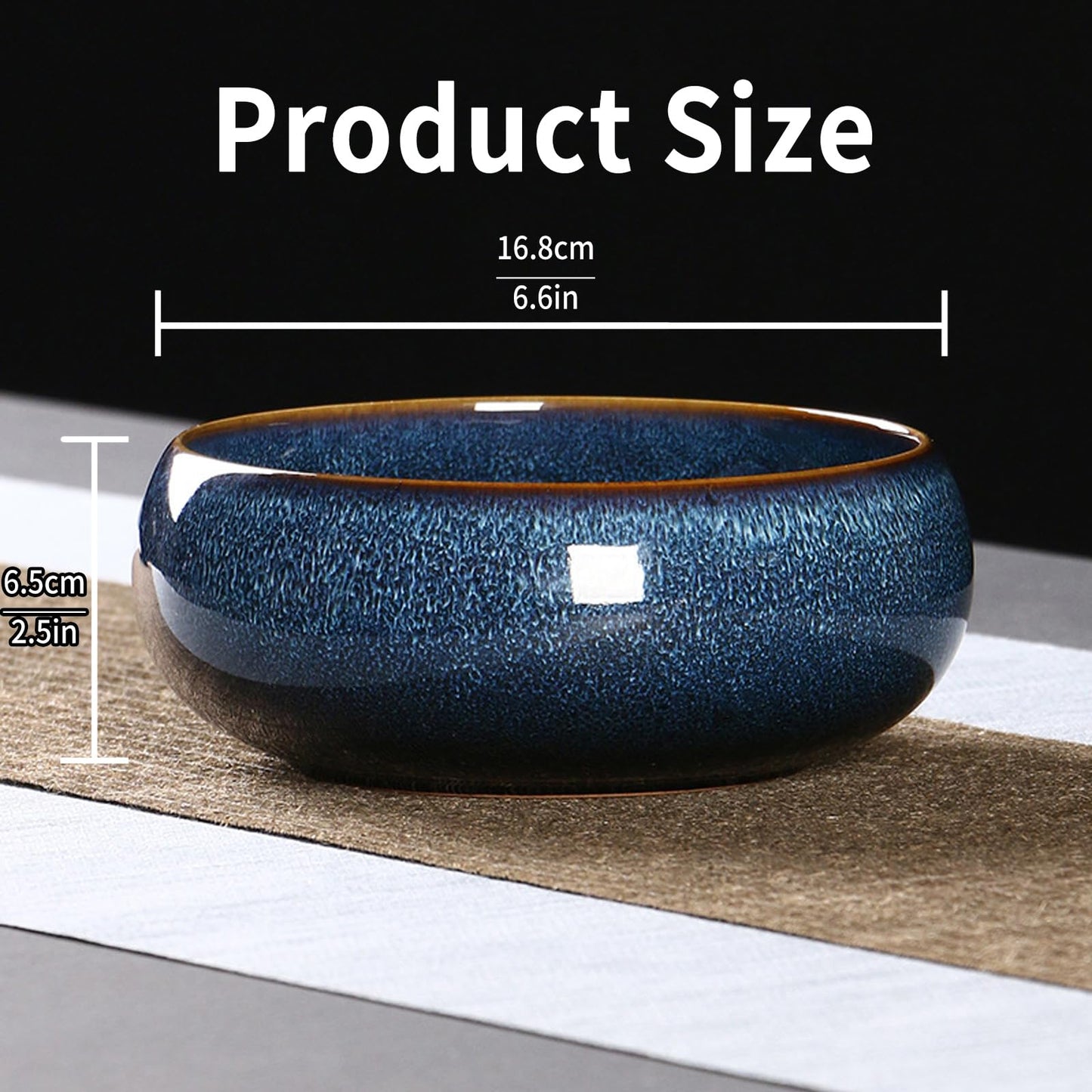SnuggleTail Lotus Flower Bowl Planter 6.6" Round Pot– Ceramic Shallow Succulent & Water Lotus Pot – Wide Low Ceramic Bowl for Bonsai Indoor Decor