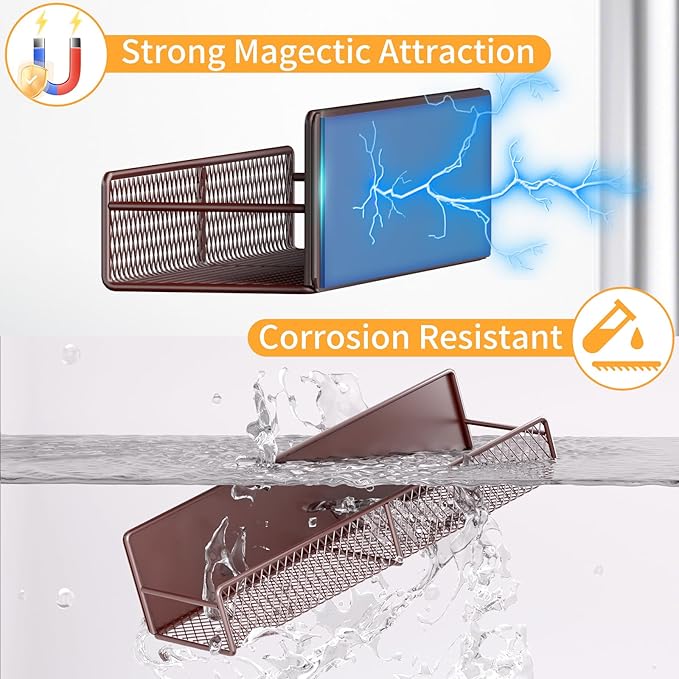 Magnetic Spice Rack for Refrigerator, 2 Pack 100% Metal Strong Magnet Shelf