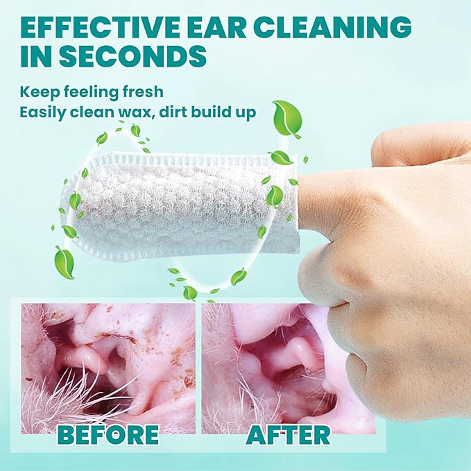 MEDUWEDU Ear Cleaner Finger Wipes 120 Counts, Dog Ear Cleaner, Grooming Kit Care for Dogs and Cats, Soft & Easy Otic Cleaning Pads, Remove Wax, Dirt & Stop Smelly, Itchy, Non-Irritating, Coconut Scent