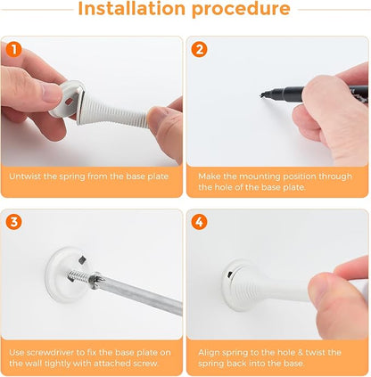 Ravinte Door Stoppers, 36 Pack White Spring Door Stops with Rubber Bumper, Door Stoppers for Bottom of Door
