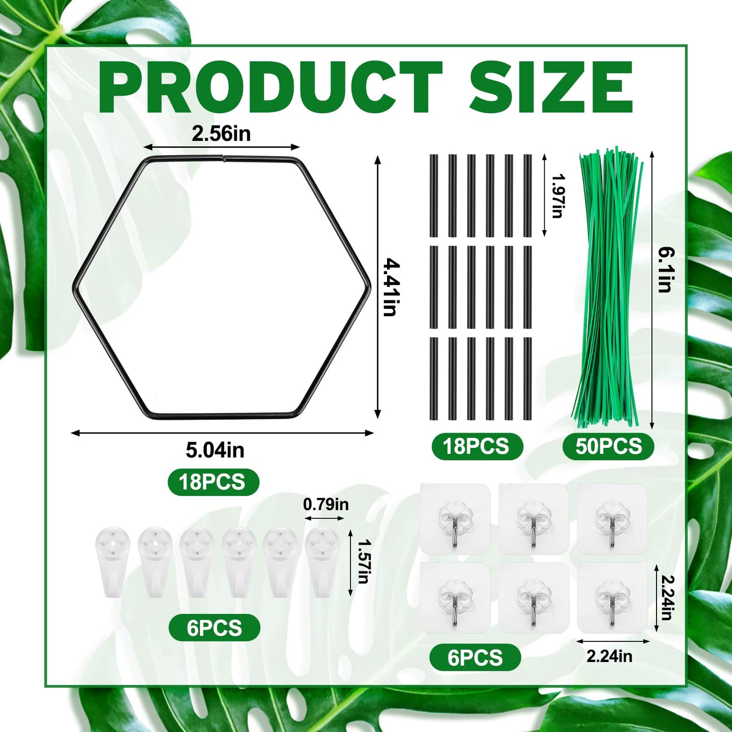Hysagtek Chain Trellis for Climbing Plants Indoor & Outdoor, 18 Pcs Plant Trellis with Connect-Hooks, No-Trace Nails & Wire Ties, DIY House Plant Accessories for Monstera, Pothos, Ivy, Wisteria