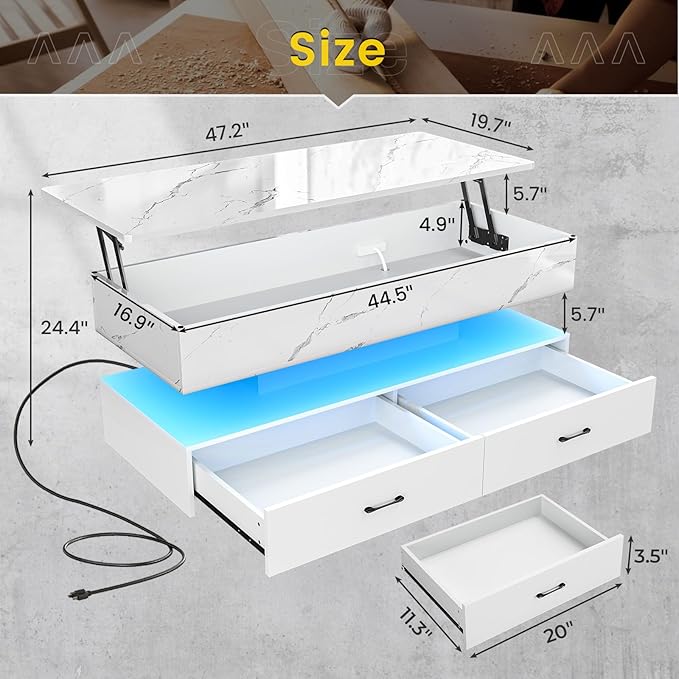 SEDETA 47.2" Lift Top Coffee Table, Coffee Tables