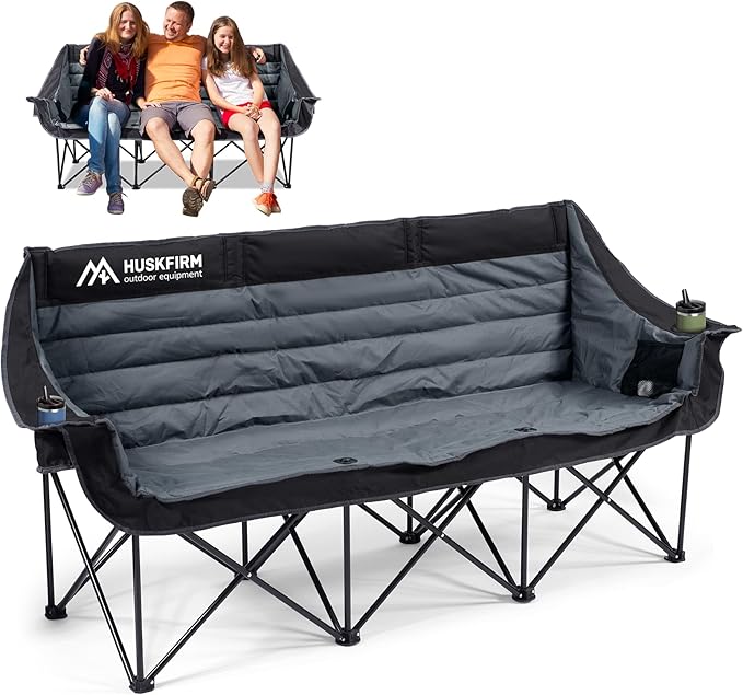 Huskfirm 3 Person Camping Chairs Folding Double Camping Chair Portable
