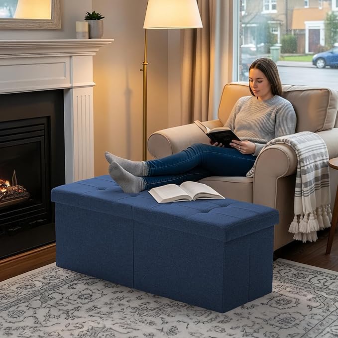 35-INCH Storage Ottoman Bench, Footrest
