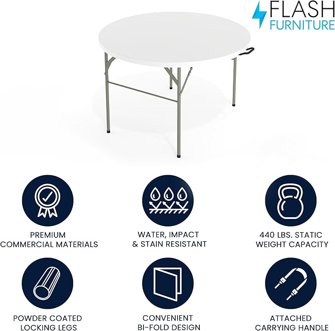 Flash Furniture Freeman 4' Round Plastic Folding Table