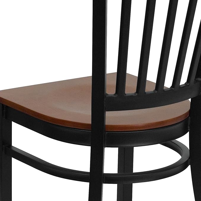 Flash Furniture HERCULES Series Black Vertical Back Metal Restaurant Chair