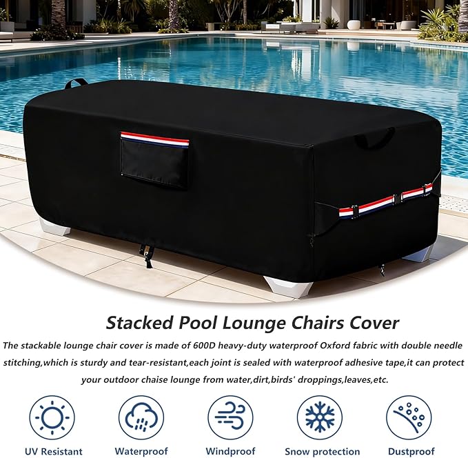 600D Heavy Duty Outdoor Waterproof Lounge Chair Cover