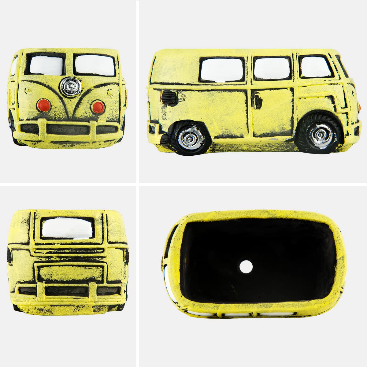 Ascrafter Cute Succulent Plants Planters, Small Planters with Drainage Hole, Flower Pots for Home Indoor Outdoor Garden Decoration (Yellow Bus)