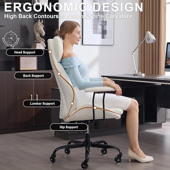 E-Motie Office Chair, Leather Desk Chair