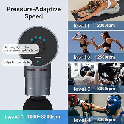arboleaf Massage Gun Deep Tissue, Full-Metal Powerful Mini Percussion Massager with Silent Brushless Motor - Ultra-Quiet Pocket-Sized for Athletes, Back & Sore Muscles Relief at Home, Offic
