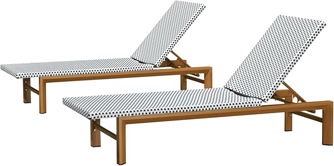 PURPLE LEAF Extra Wide Patio Chaise Lounge Set of 2 Outdoor Lounger French PE