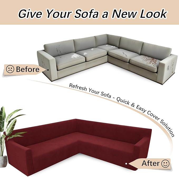 Arfntevss Stretch Sectional Couch Covers L Shaped Corner Sectional Sofa Cover
