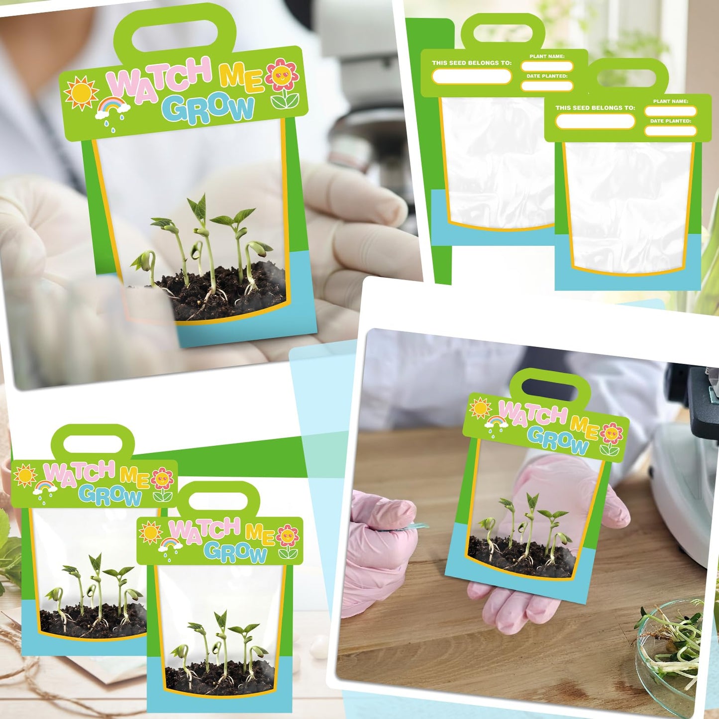 Harloon 36 Clear Vinyl Pocket See Through Greenhouses Set with Cardstock Clear Greenhouse Plastic Teaching Science Craft Supplies for Science Project Themed Birthday Party Greenhouse