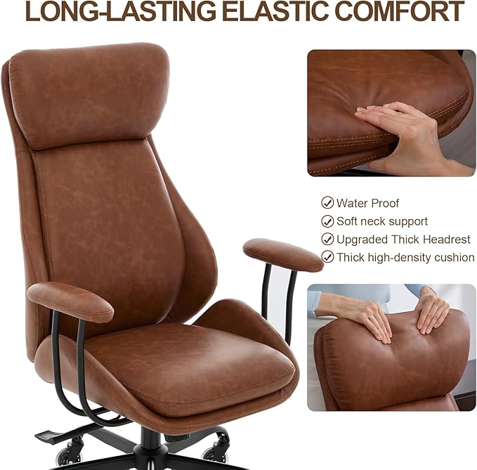 E-Motie Office Chair, Leather Desk Chair