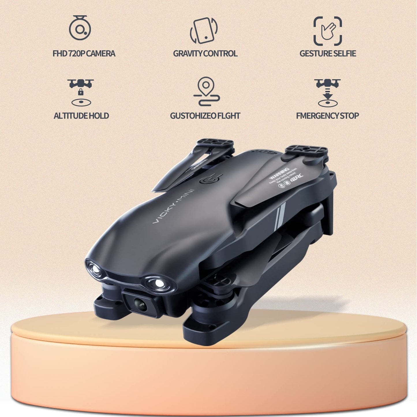 DRONEEYE 4DV13 Drone with 1080P HD FPV Camera for Kids Adults,Remote Control Helicopter Quadcopter for Beginners boy Toys Gift,Waypoint Functions,Altitude Hold, Gesture Selfie,3D Flips,2 Batteries,Black